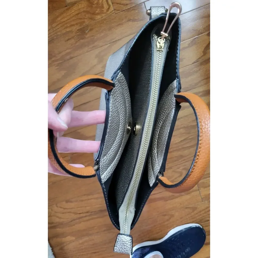 MELLOW WORLD Purse Crossbody with Circle Handles Medium Gold Brown